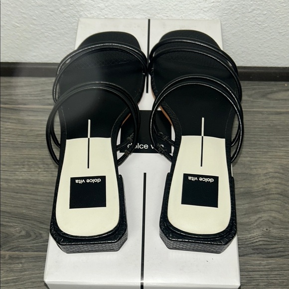 Dolce Vita Black Strappy Slide Sandals - Picture 5 of 8